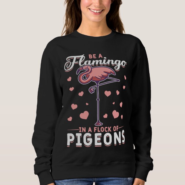 Flamingo & Pigeon Dove Columbidae Birds Sweatshirt (Vorderseite)