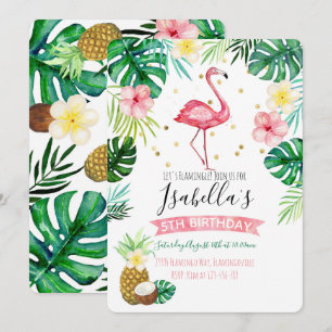 Flamingo Pineaple Geburtstagsparty Einladung