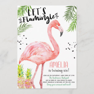 Flamingo Pineaple Watercolor Einladung