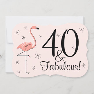 Flamingo Pink '40 and Fabulous' Einladungsklammer Einladung