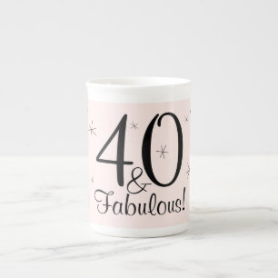 Flamingo Pink 40 und Fabulous! Bone-China-Tasse Prozellantasse