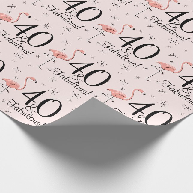 Flamingo Pink '40 und Fabulous!' Packpapier (Ecke)