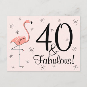 Flamingo Pink "40 und Fabulous!" Postkarte