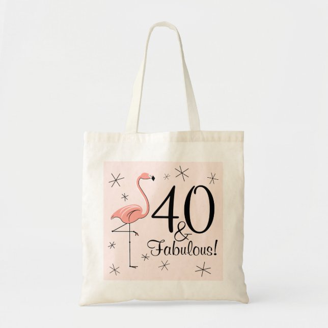 Flamingo Pink '40 und Fabulous!' tote Tasche (Vorne)