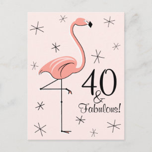 Flamingo Pink "40 und Fabulous!" vertikale Postkar Postkarte