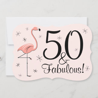 Flamingo Pink '50 and Fabulous' Einladungsklammer Einladung