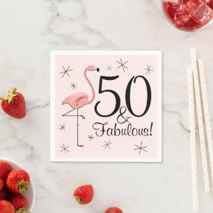 Flamingo Pink '50 und fabelhaft!' Papierservietten