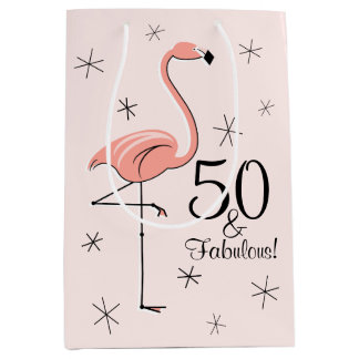 Flamingo Pink '50 und Fabulous!' Geschenktüte