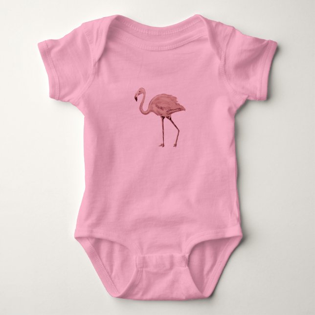 Flamingo Pink Baby Bodysuit Tutu Strampler (Vorderseite)