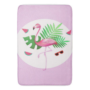 Flamingo Pink Bird Watermelon   Flamingo Lovers Badematte