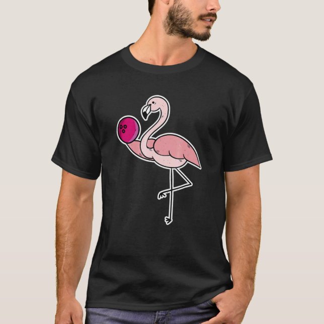 Flamingo Pink Bowling Ball Bowl T-Shirt (Vorderseite)
