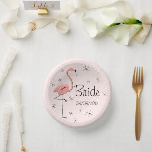 Flamingo Pink Brie und Datum Pappteller