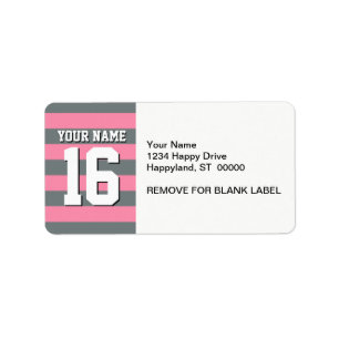 Flamingo Pink Charcoal Team Jersey Preppy Strip Adressaufkleber