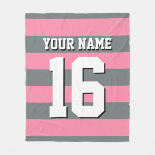 Flamingo Pink Charcoal Team Jersey Preppy Strip Fleecedecke