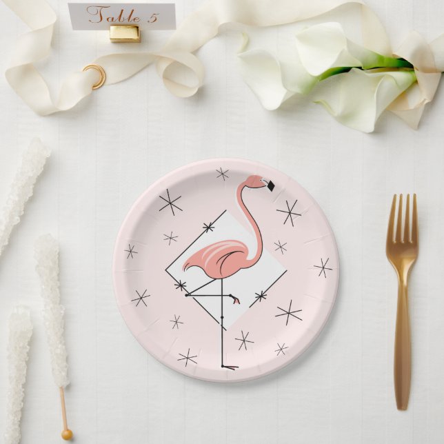 Flamingo Pink Diamantpapierplatte Pappteller (Hochzeit)