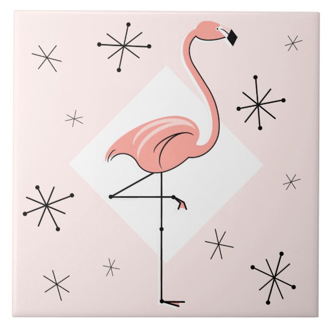 Flamingo Pink Diamond Stars Fliese (Vorderseite)