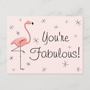 Flamingo Pink "Du bist fabelhaft!" Postkarte