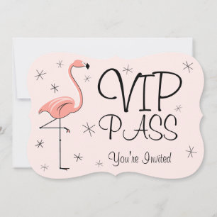 Flamingo Pink Einladungshalterung "VIP PASS" Einladung