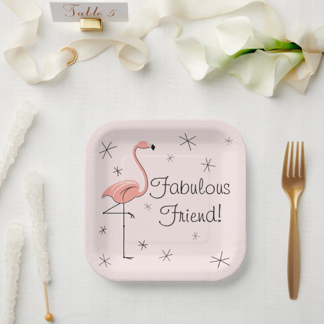 Flamingo Pink Fabulous Friend Platz! Pappteller (Hochzeit)