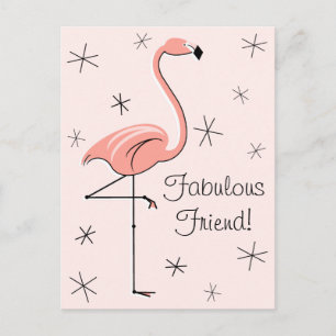 Flamingo Pink Fabulous Friend! vertikale Postkarte