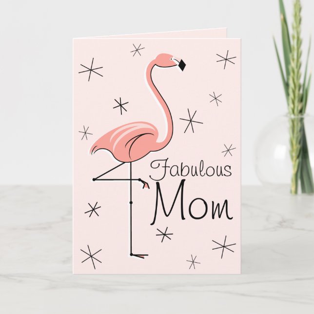 Flamingo Pink Fabulous Mama Mutter Tag vertikal Karte (Vorderseite)