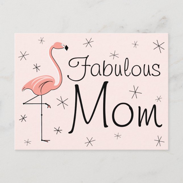 Flamingo Pink "Fabulous Mama" Postkarte (Vorderseite)