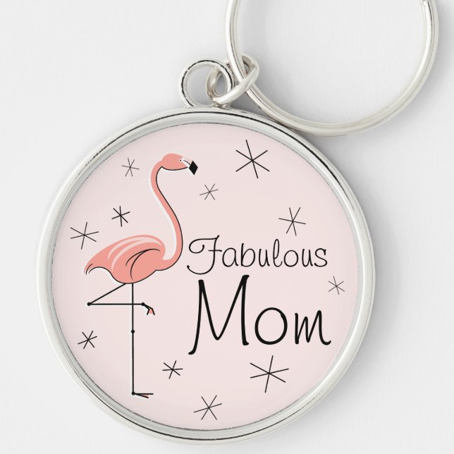 Flamingo Pink "Fabulous Mama" Schlüsselanhänger Pr (Vorne)