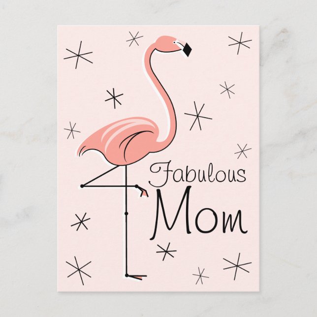 Flamingo Pink "Fabulous Mama" vertikale Postkarte (Vorderseite)