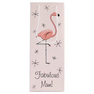 Flamingo Pink 'Fabulous Mum' Geschenk Geschenktüte Für Weinflaschen