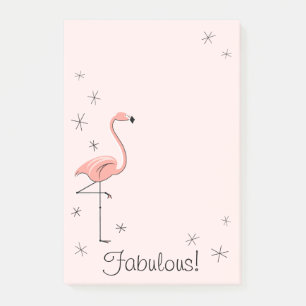 Flamingo Pink "Fabulous!" vertikal Post-it Klebezettel