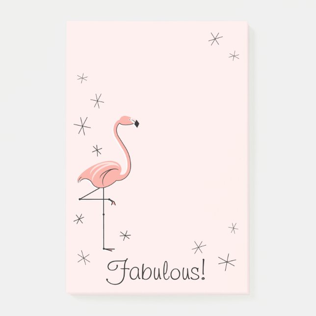 Flamingo Pink "Fabulous!" vertikal Post-it Klebezettel (Vorderseite)