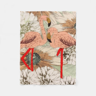 Flamingo Pink Floral Tropical Blätter Glitzer Fleecedecke