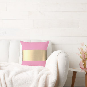 Flamingo Pink Golden Foil Rustikale Imitate Kissen