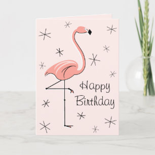 Flamingo Pink Happy Birthday Fronttext vertikal Karte