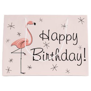 Flamingo Pink 'Happy Birthday'! Geschenktasche Große Geschenktüte