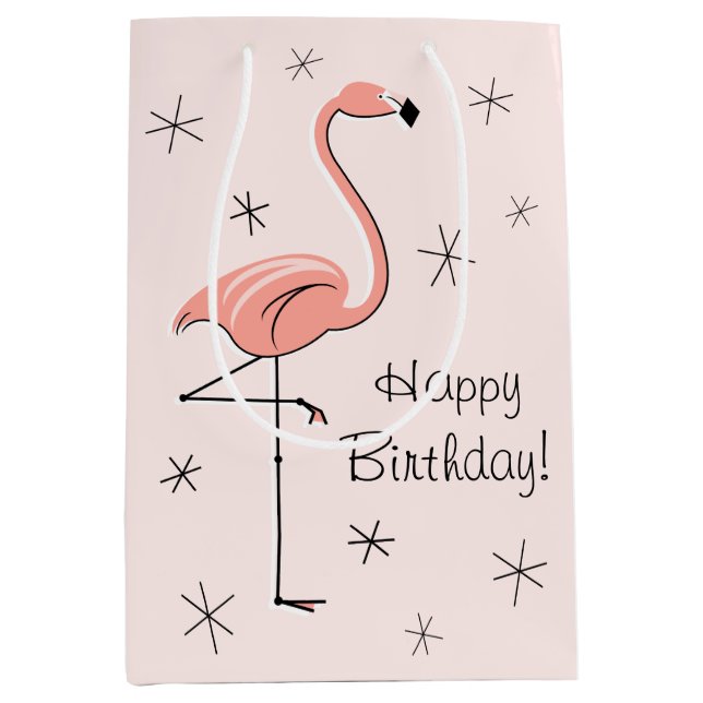 Flamingo Pink 'Happy Birthday'! Geschenktüte (Vorderseite)