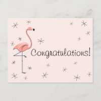 Flamingo Pink "Herzlichen Glückwunsch" Postkarte