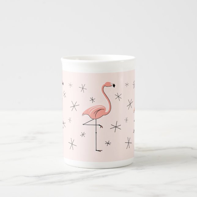 Flamingo Pink Knochen China Tasse (Vorderseite)