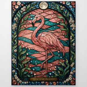 Flamingo Pink Lagune Illumina Buntglas Postkarte