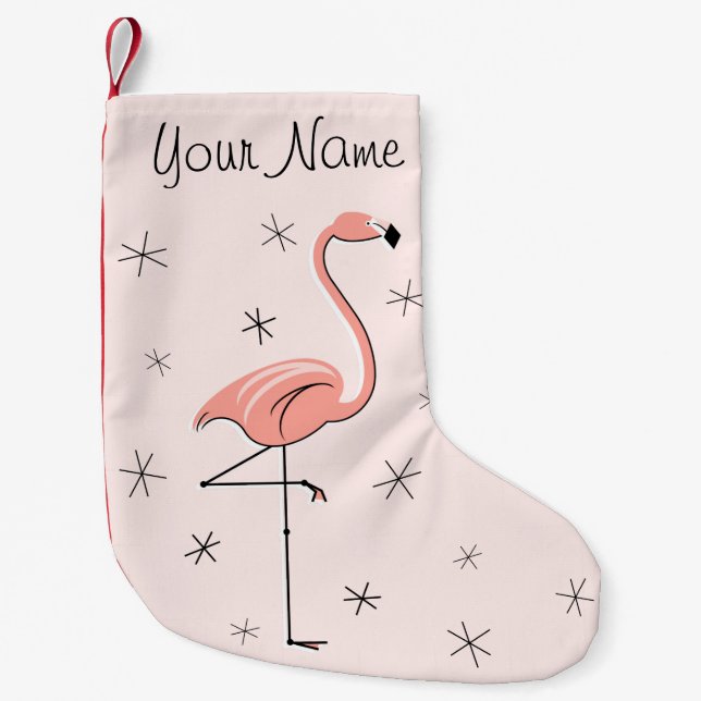 Flamingo Pink Name Strumpf einseitig Kleiner Weihnachtsstrumpf (Vorderseite)