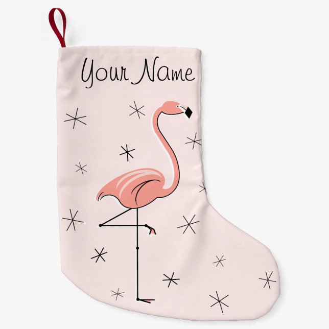 Flamingo Pink Name Strumpf Kleiner Weihnachtsstrumpf (Vorderseite)