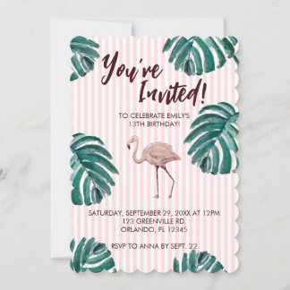 Flamingo Pink Pastel Geburtstag Einladung