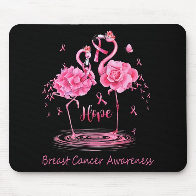 Flamingo Pink Ribbon Butterflies Brustkrebs Awa Mousepad (Vorne)