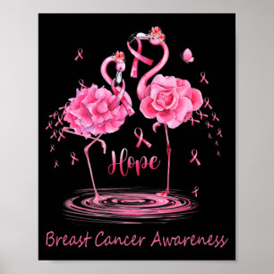 Flamingo Pink Ribbon Butterflies Brustkrebs Awa Poster