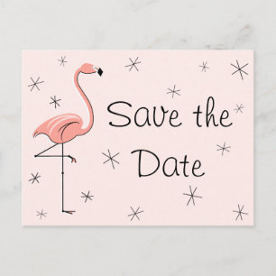 Flamingo Pink "Save the Date" Postkarte