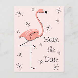 Flamingo Pink "Save the Date" vertikale Postkarte