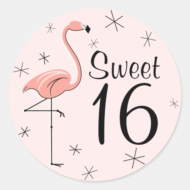 Flamingo Pink Sweet 16 Aufkleber (Vorderseite)