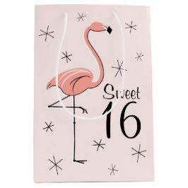 Flamingo Pink 'Sweet 16' Geschenktasche Medium Mittlere Geschenktüte