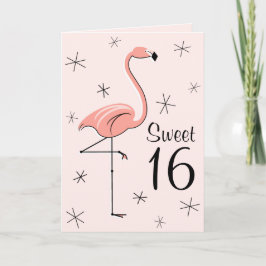 Flamingo Pink Sweet 16 Grüße Karte vertikal