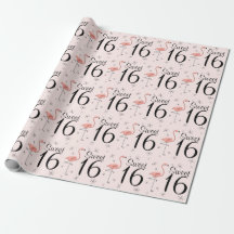 Flamingo Pink "Sweet 16" Packpapier